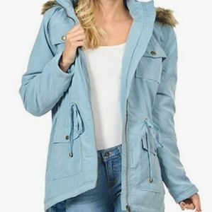 NWT Womens Microfiber w/ Fur-Lined Hood Coat